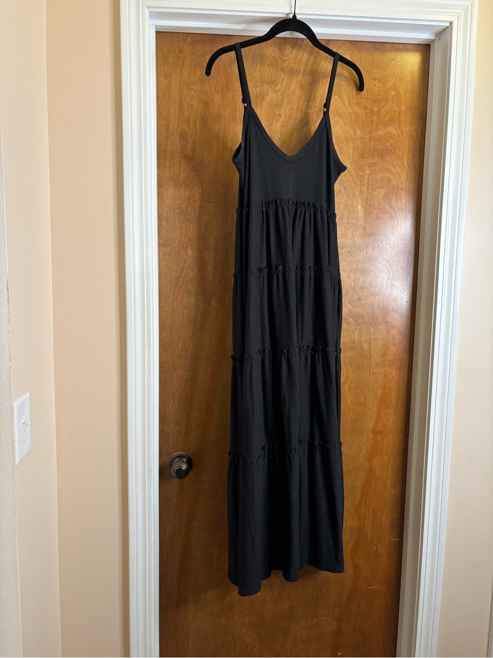 Zenana Outfitters Black Tiered Maxi Slip Dress